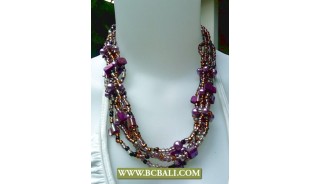 Coloring Beads Fashion Necklace combain Purple Pearl and Shells
